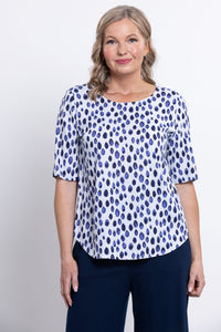 Liza Top, Indigo Rain, Linen Bamboo