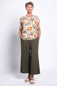 Liza Top, Khaki Tapestry, Linen Bamboo