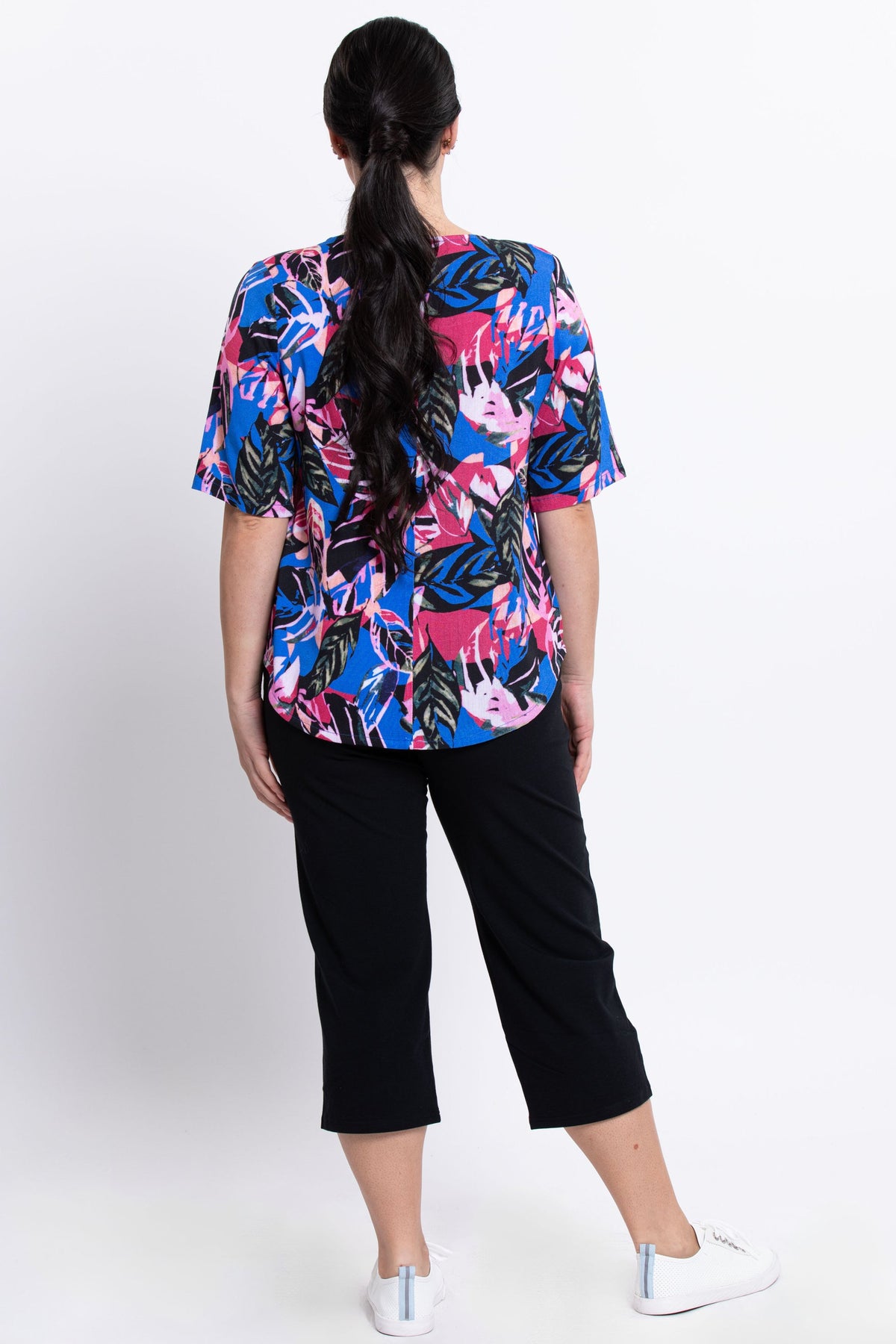 Liza Top, Pink Bonita, Linen Bamboo