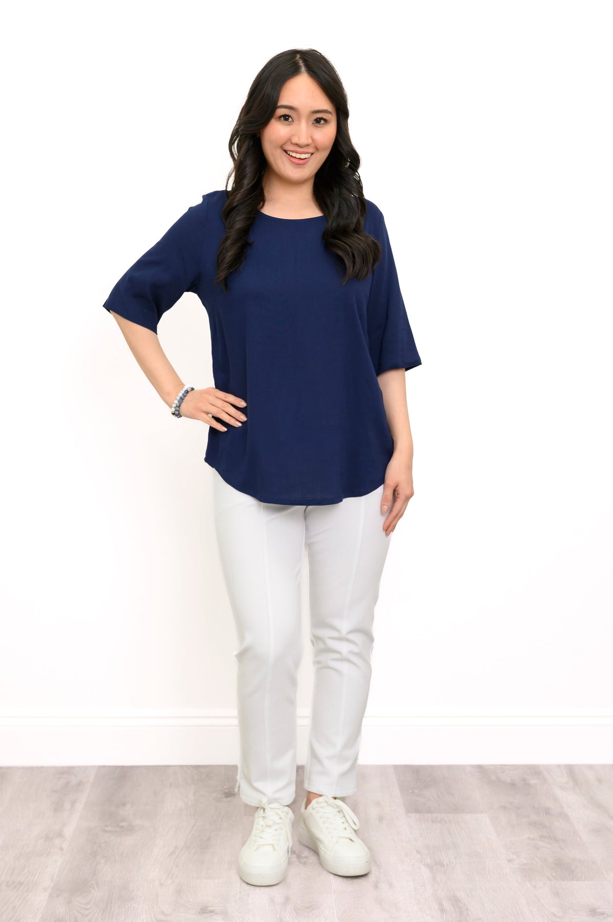 Liza Top, Indigo, Linen Bamboo