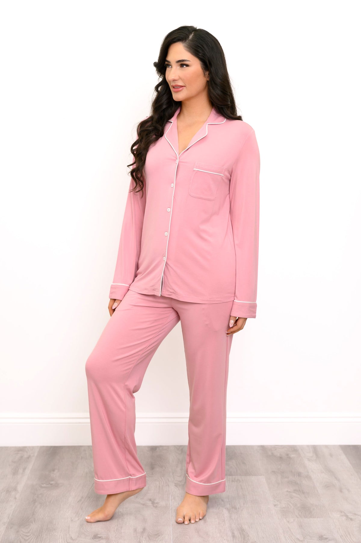 Long PJ Set, Dusty Rose, Bamboo