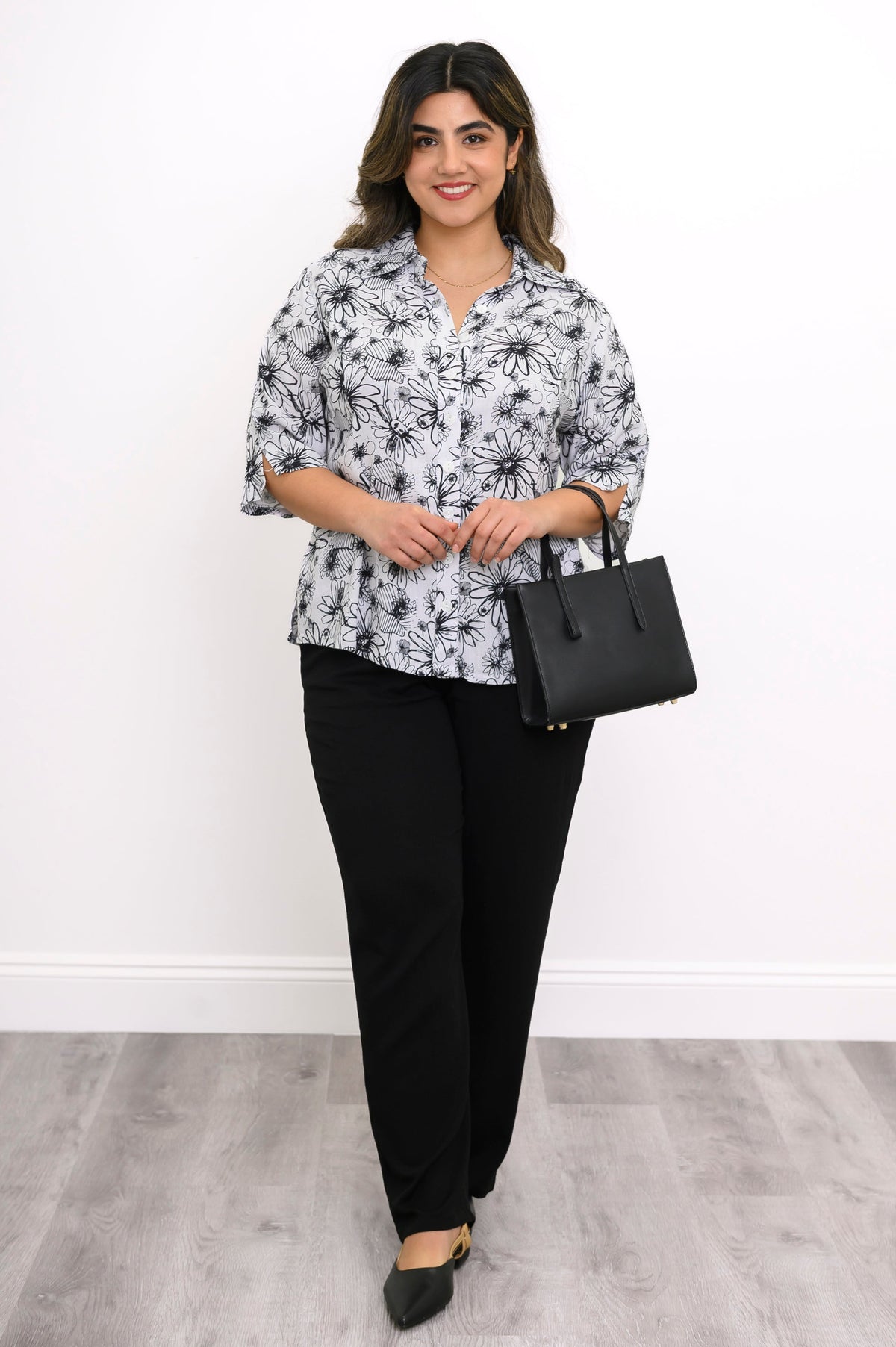 Lorine Blouse, BW Sketch, Linen Bamboo