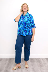 Lorine Blouse, Ocean Reef, Linen Bamboo