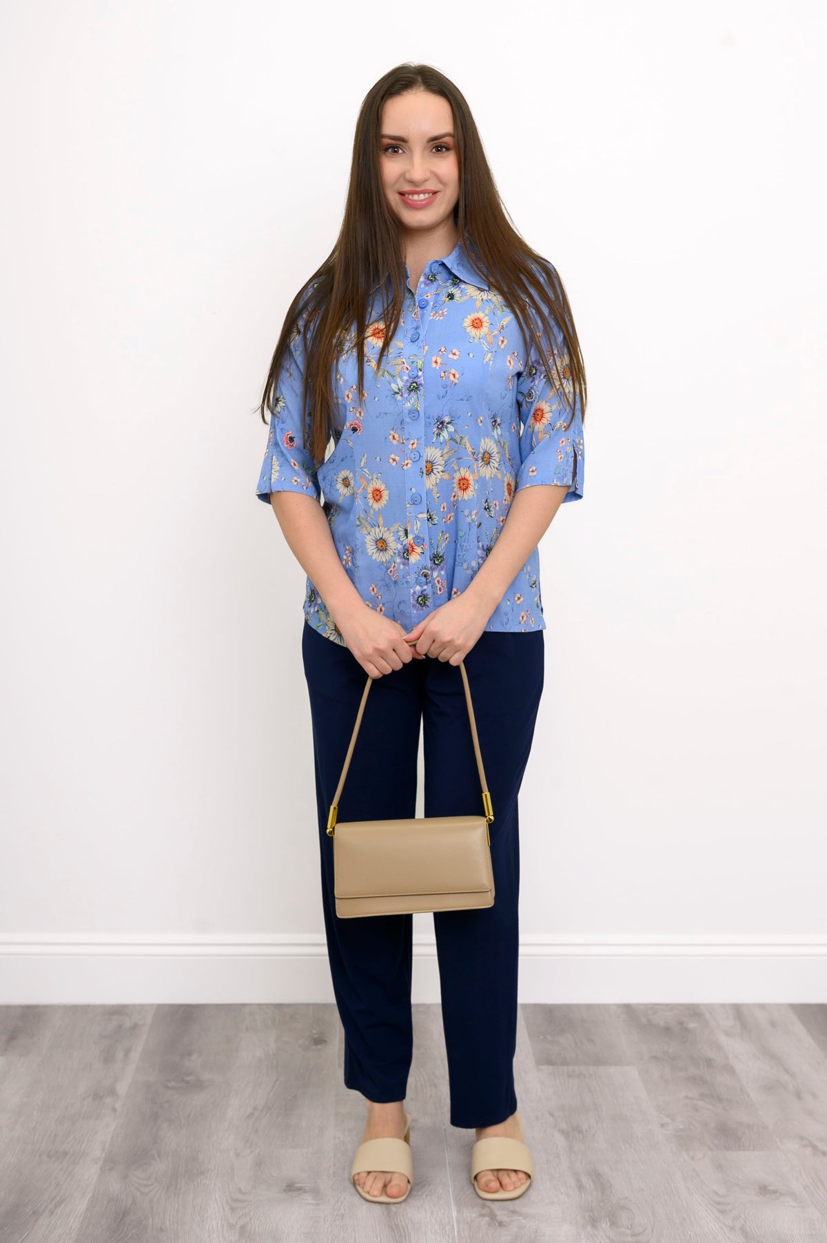 Lorine Blouse, Peri Daisy, Linen Bamboo
