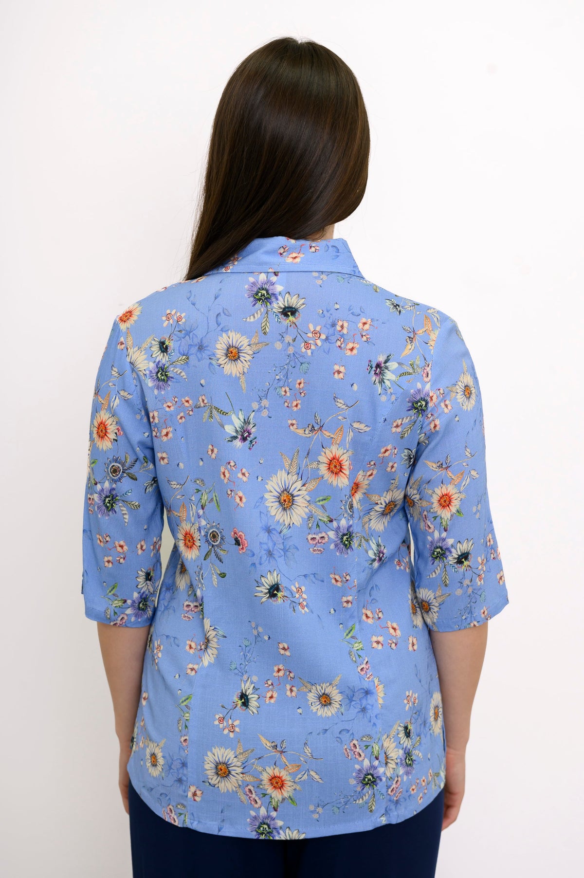 Lorine Blouse, Peri Daisy, Linen Bamboo