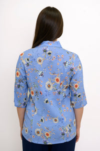 Lorine Blouse, Peri Daisy, Linen Bamboo