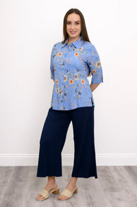 Lorine Blouse, Peri Daisy, Linen Bamboo