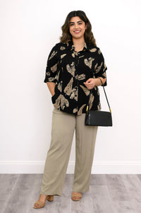 Lorine Blouse, Shadow Leaf, Linen Bamboo