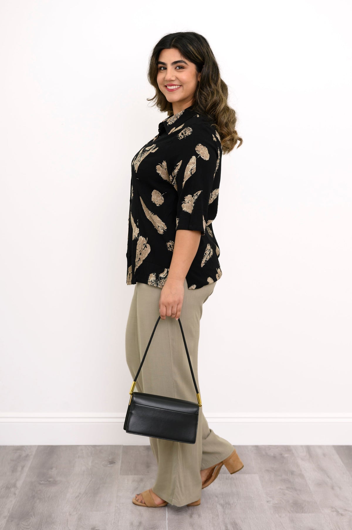 Lorine Blouse, Shadow Leaf, Linen Bamboo