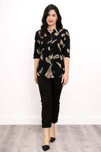Lorine Blouse, Shadow Leaf, Linen Bamboo