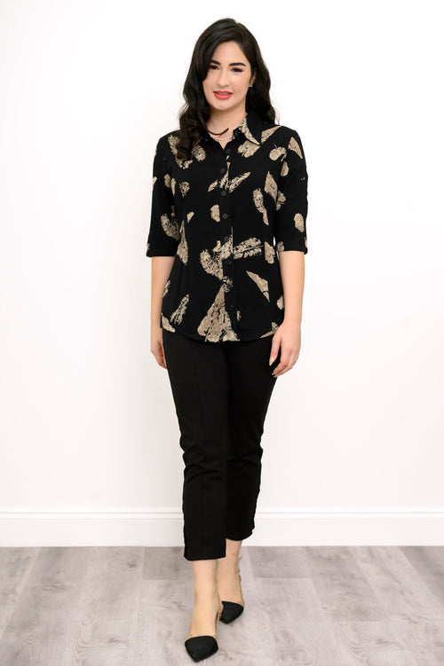 Lorine Blouse, Shadow Leaf, Linen Bamboo