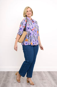 Lorine Blouse, Violet Bloom, Linen Bamboo