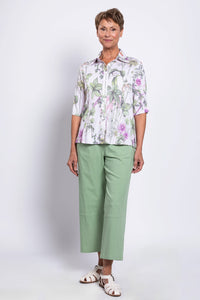 Lorine Blouse, Khaki Clover, Linen Bamboo