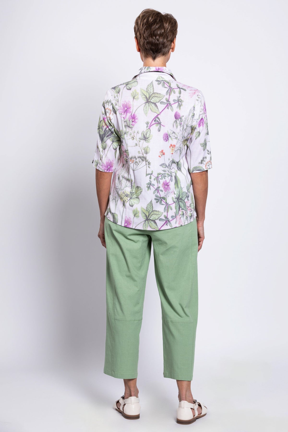 Lorine Blouse, Khaki Clover, Linen Bamboo