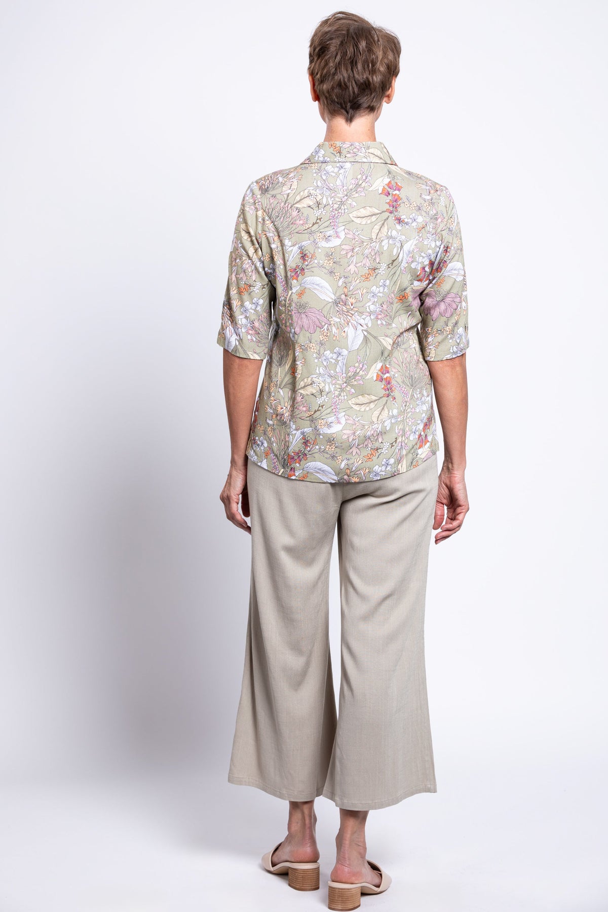 Lorine Blouse, Khaki Primavera, Linen Bamboo