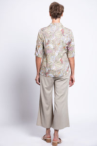 Lorine Blouse, Khaki Primavera, Linen Bamboo