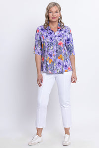 Lorine Blouse, Violet Bloom, Linen Bamboo