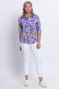 Lorine Blouse, Violet Bloom, Linen Bamboo