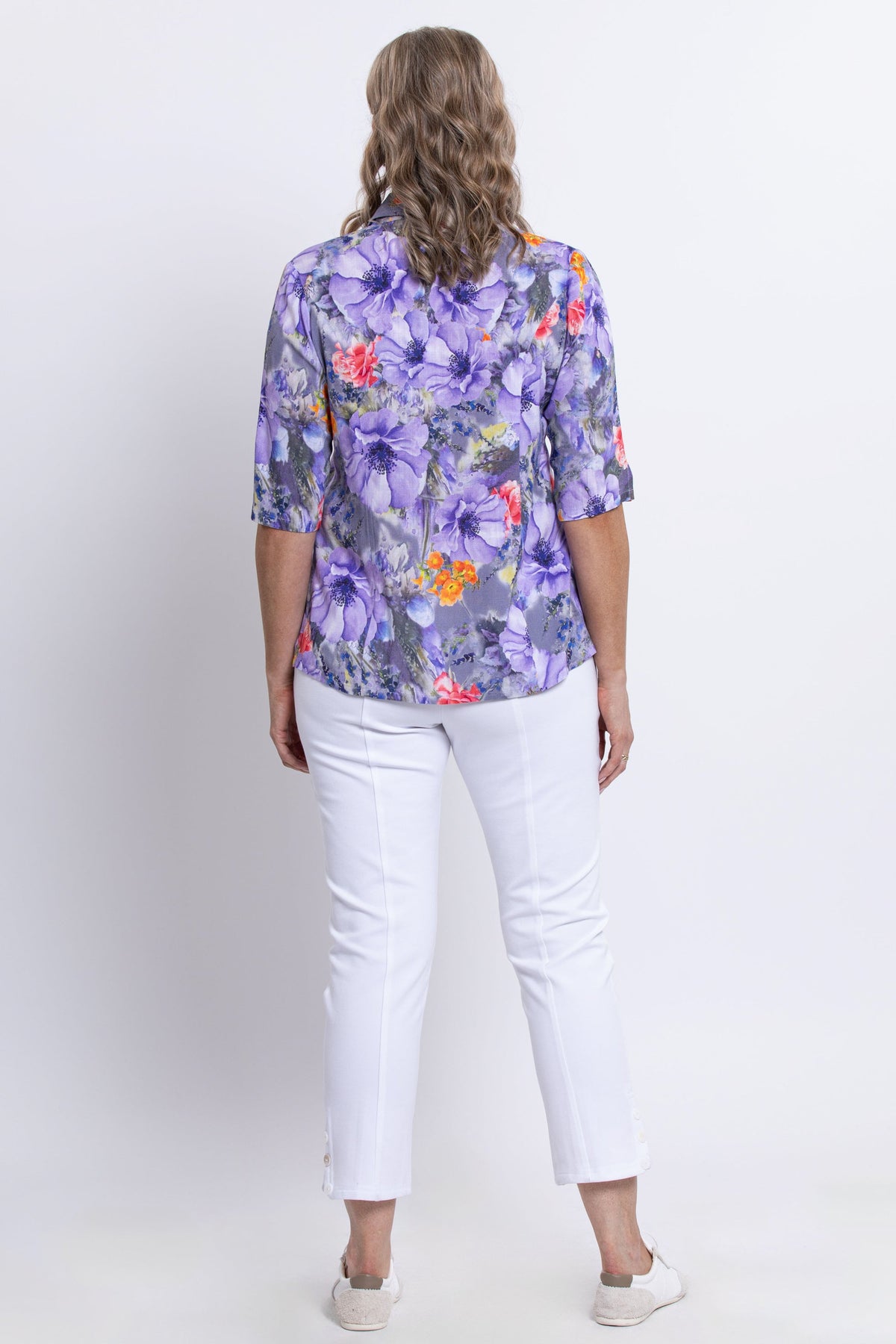 Lorine Blouse, Violet Bloom, Linen Bamboo