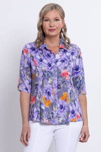 Lorine Blouse, Violet Bloom, Linen Bamboo