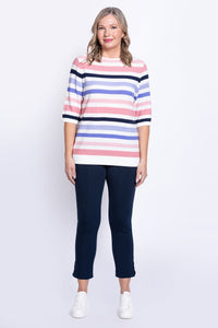 Louisa Sweater, Pink Stripe, Cotton