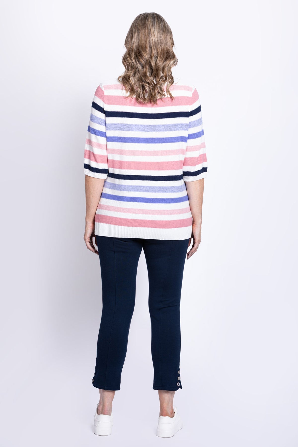 Louisa Sweater, Pink Stripe, Cotton