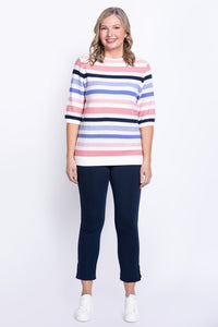 Louisa Sweater, Pink Stripe, Cotton