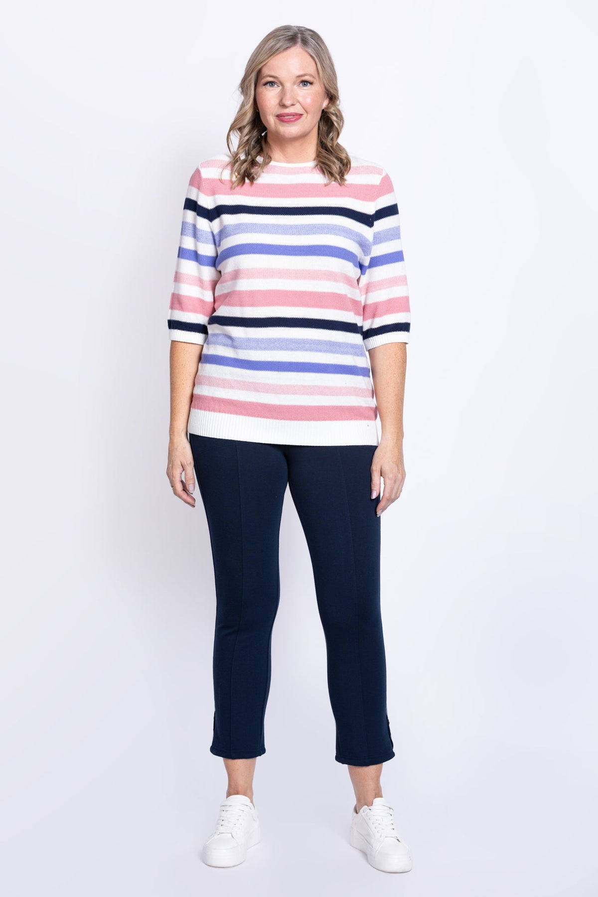 Louisa Sweater, Pink Stripe, Cotton