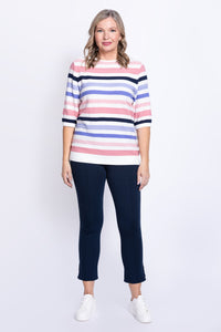 Louisa Sweater, Pink Stripe, Cotton