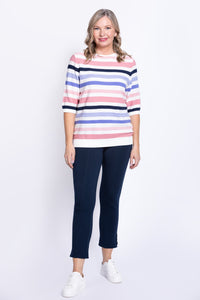 Louisa Sweater, Pink Stripe, Cotton