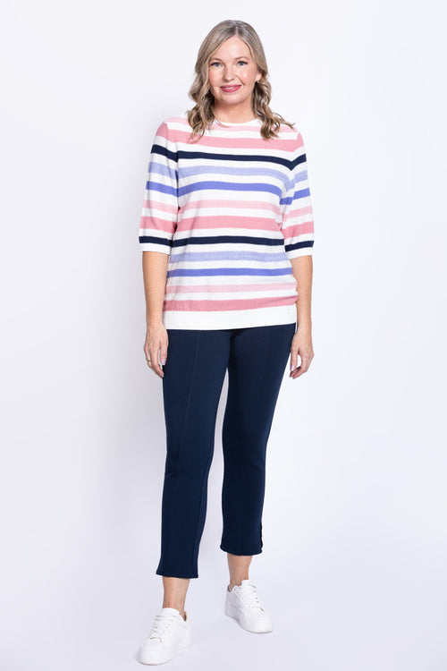 Louisa Sweater, Pink Stripe, Cotton