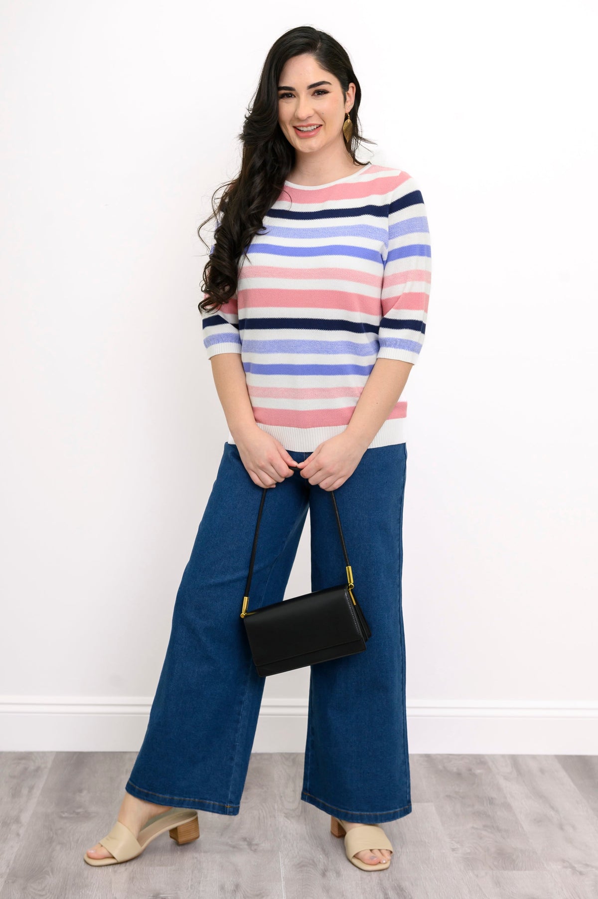 Louisa Sweater, Pink Stripe, Cotton