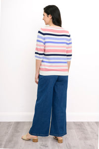 Louisa Sweater, Pink Stripe, Cotton