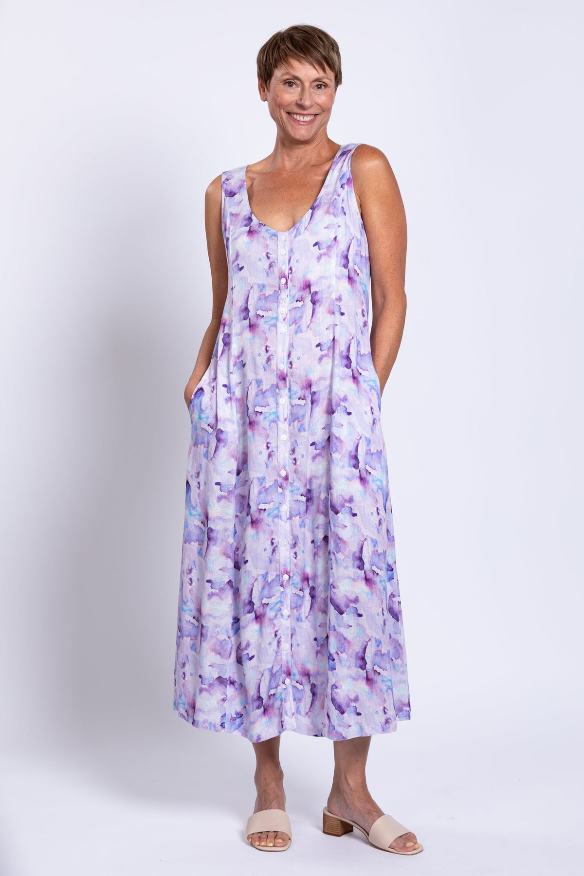 Madison Dress, Grace, Linen Bamboo