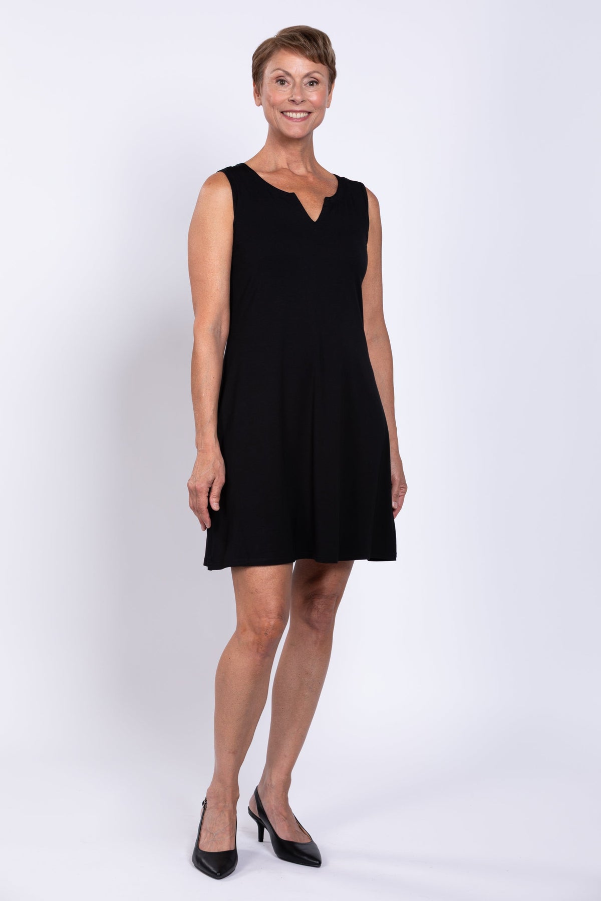 Maggie Sleeveless Dress, Black, Bamboo