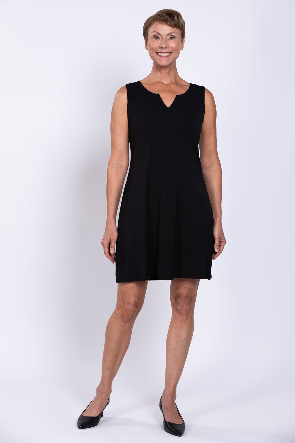 Maggie Sleeveless Dress, Black, Bamboo