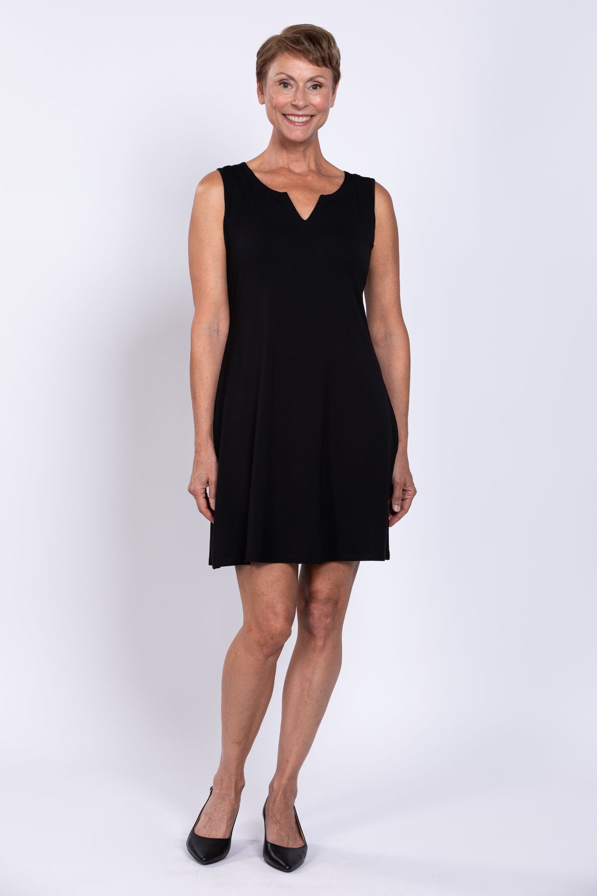 Maggie Sleeveless Dress, Black, Bamboo