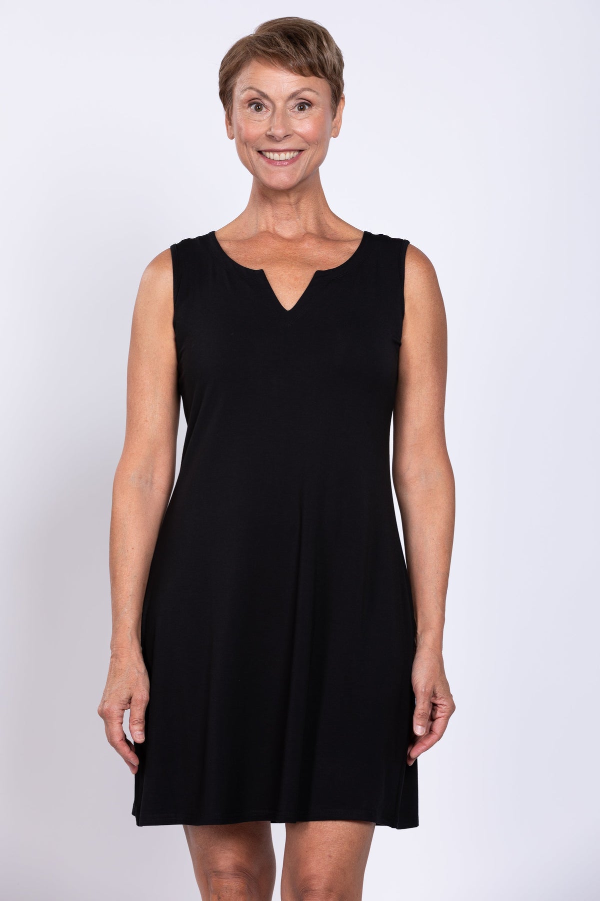 Maggie Sleeveless Dress, Black, Bamboo