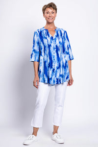 Margate Blouse, Ocean Tides, Linen Bamboo