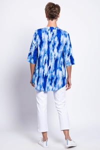 Margate Blouse, Ocean Tides, Linen Bamboo