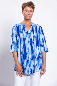 Margate Blouse, Ocean Tides, Linen Bamboo