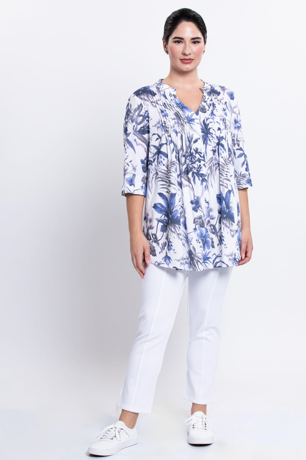 Margate Blouse, Peri Palm, Linen Bamboo
