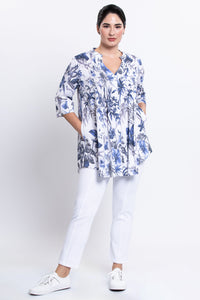 Margate Blouse, Peri Palm, Linen Bamboo