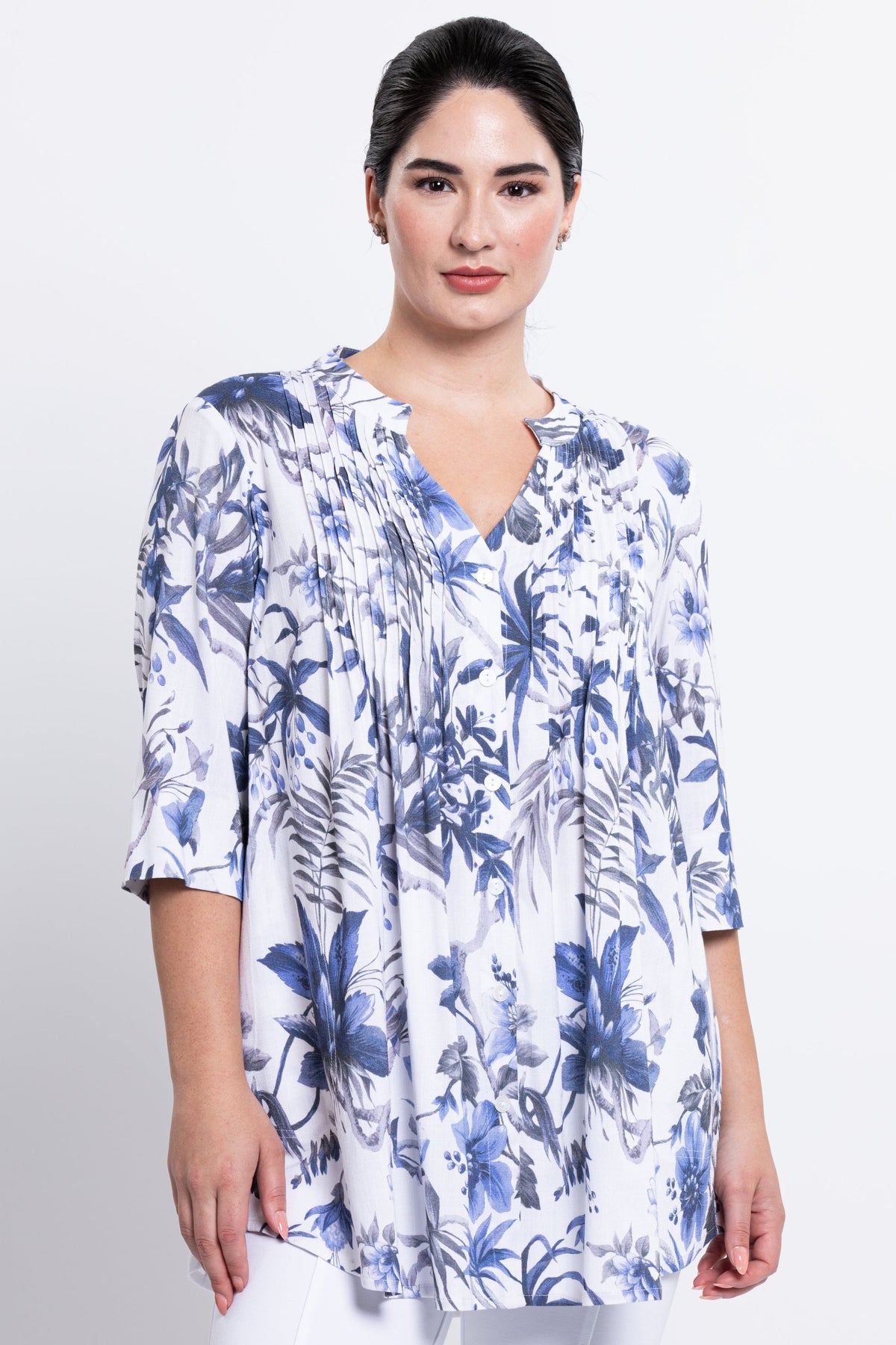 Margate Blouse, Peri Palm, Linen Bamboo