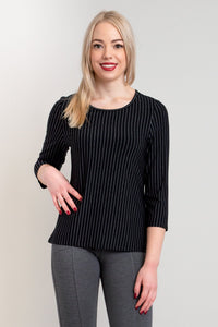 Margorie Top, BW Pin Stripe, Bamboo - Final Sale