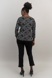 Margorie Top, Retro Floral, Bamboo- Final Sale