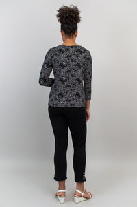 Margorie Top, Retro Floral, Bamboo- Final Sale