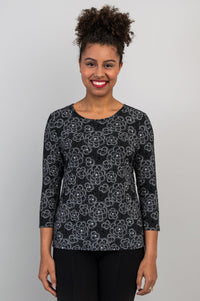 Margorie Top, Retro Floral, Bamboo- Final Sale