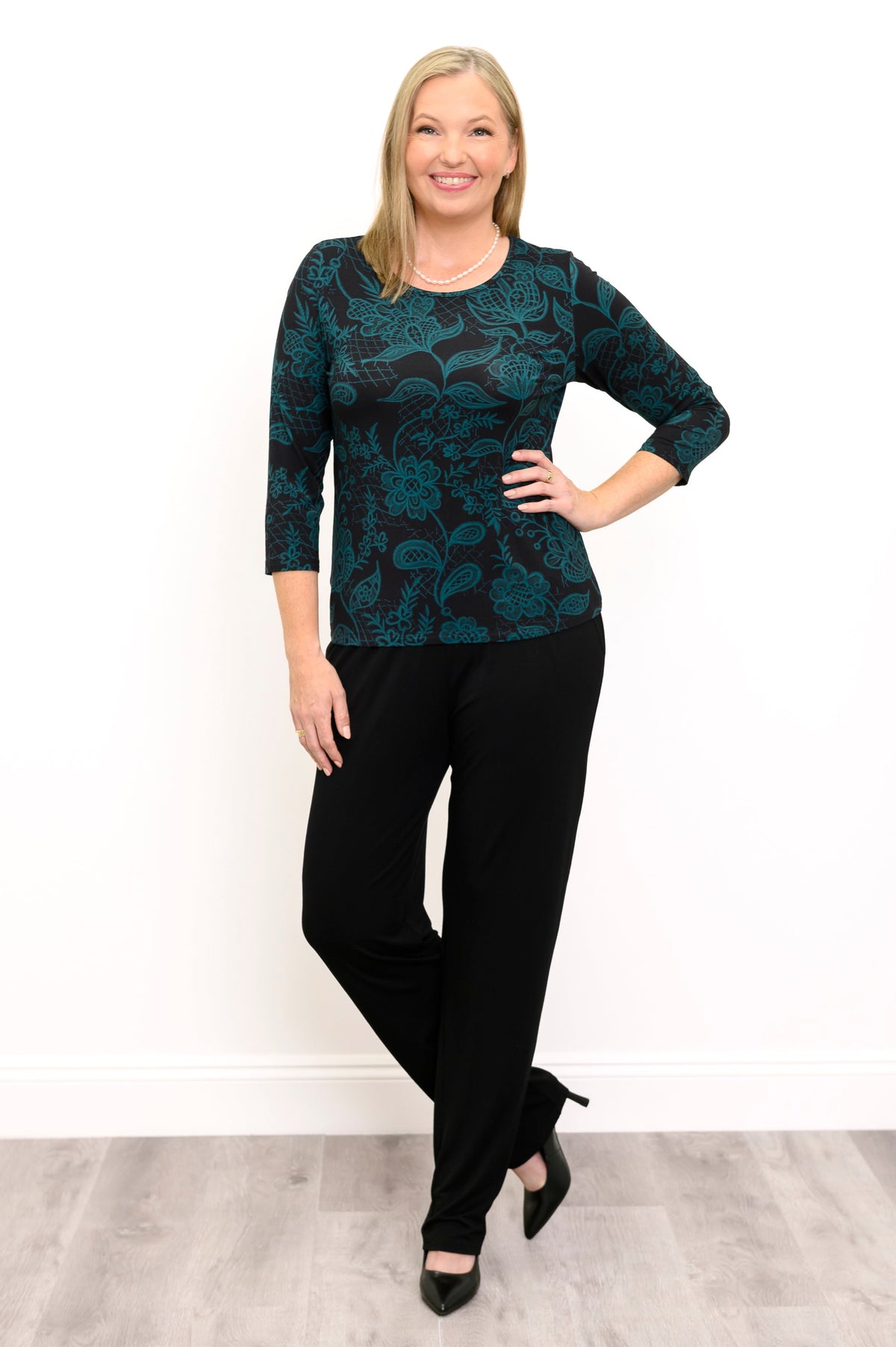 Margorie Top, Teal Boscage, Bamboo