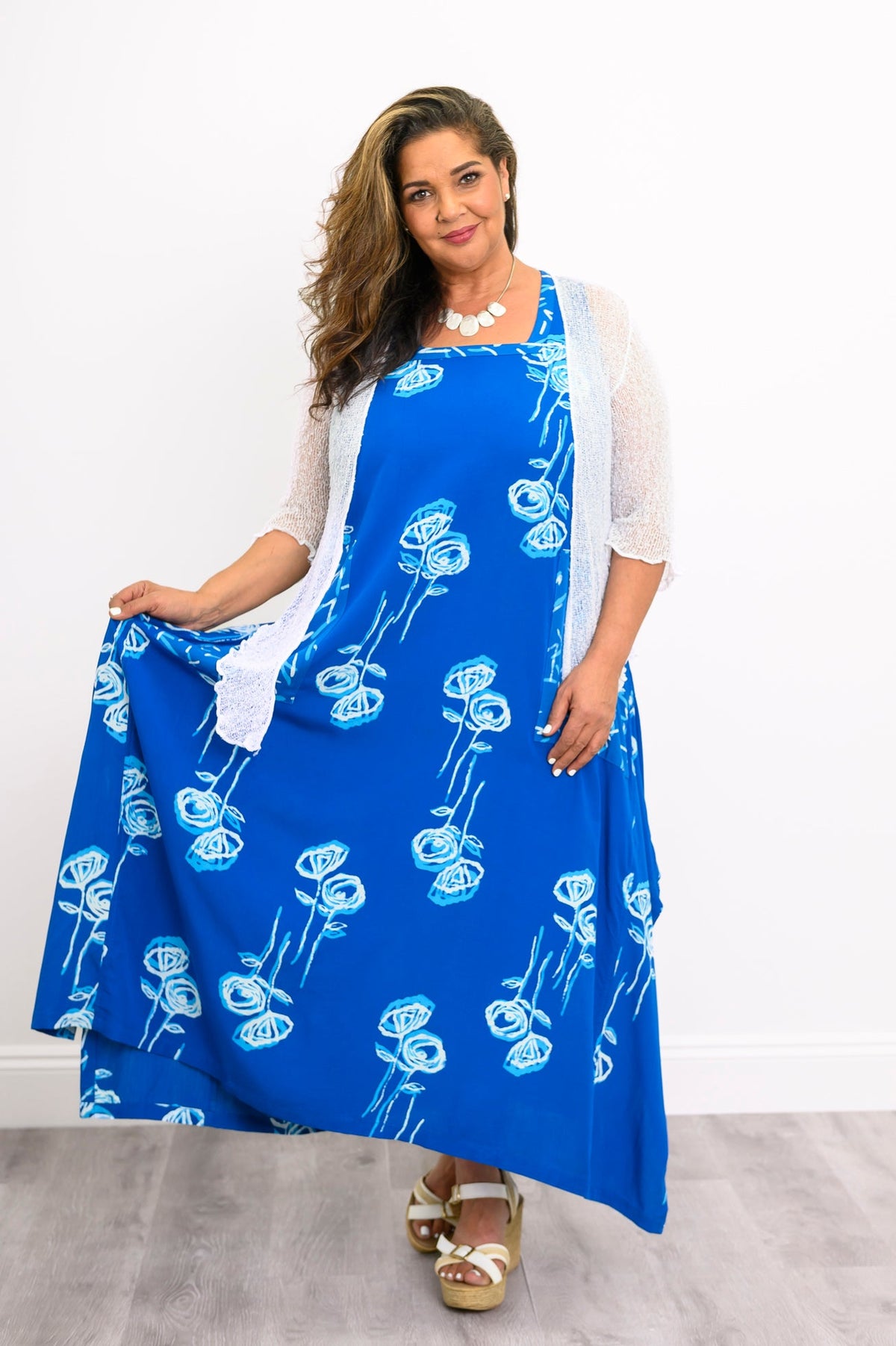 Maria Dress, Blue Stem Bubbles